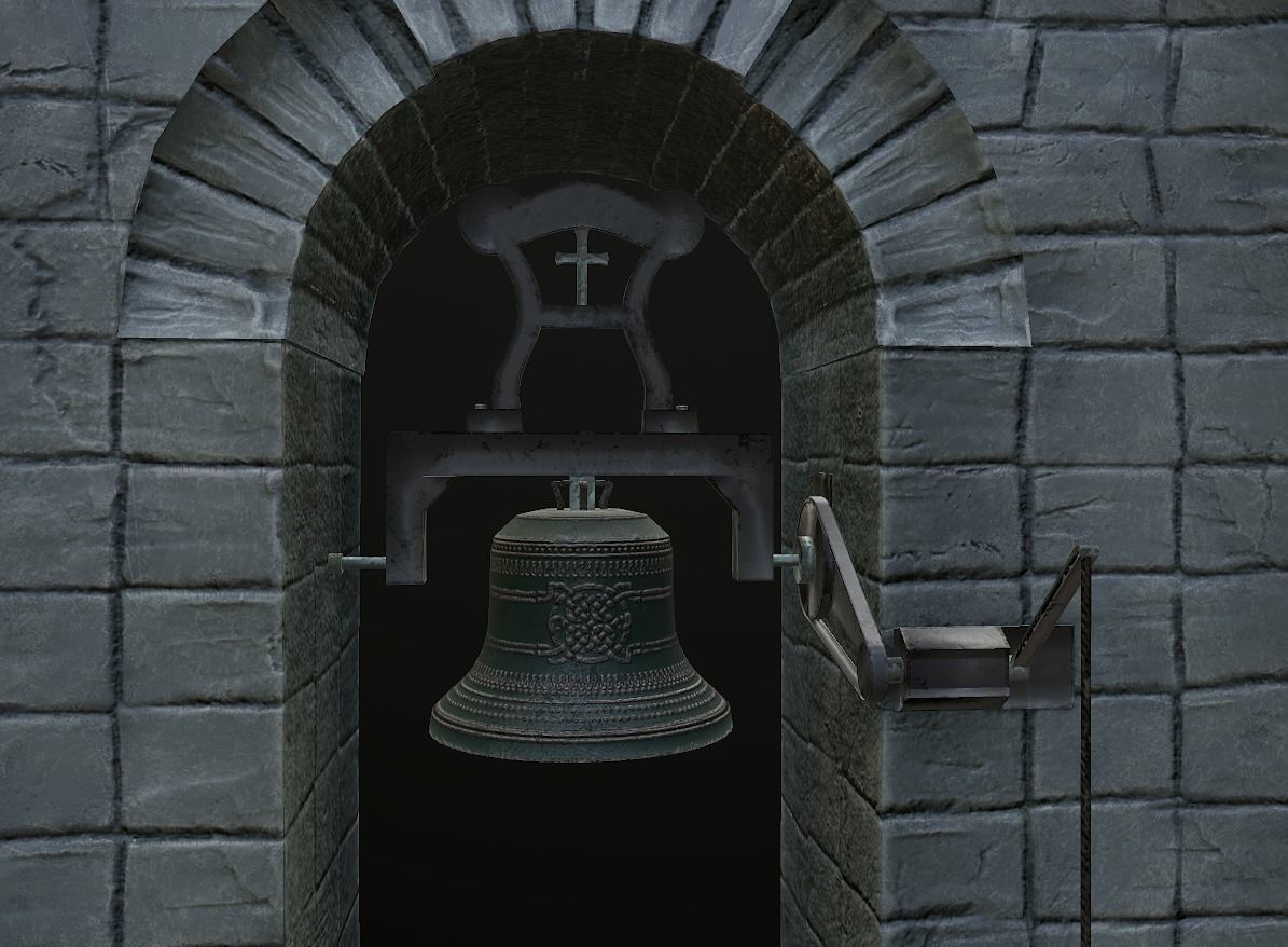 Stone bell tower low poly 3 texture options Low-poly 3D model_17