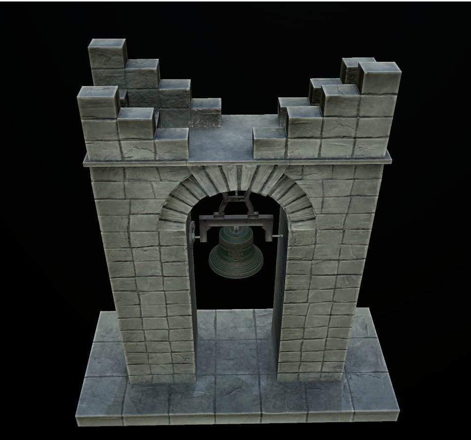 Stone bell tower low poly 3 texture options Low-poly 3D model_14