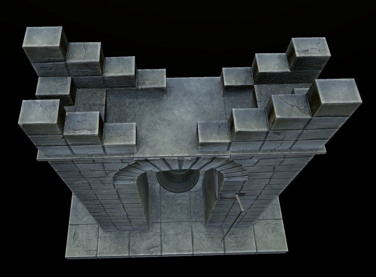 Stone bell tower low poly 3 texture options Low-poly 3D model_16