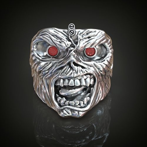 Signet ring Iron Maiden gems eyes 3D print model