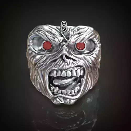 Signet ring Iron Maiden gems eyes 3D print model