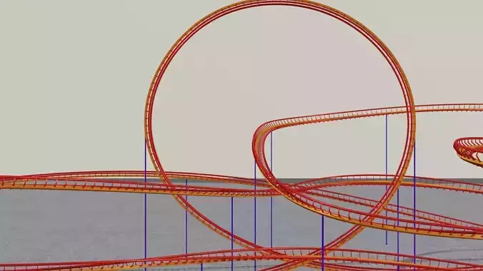 Rollercoaster roller coaster Low-poly 3D model