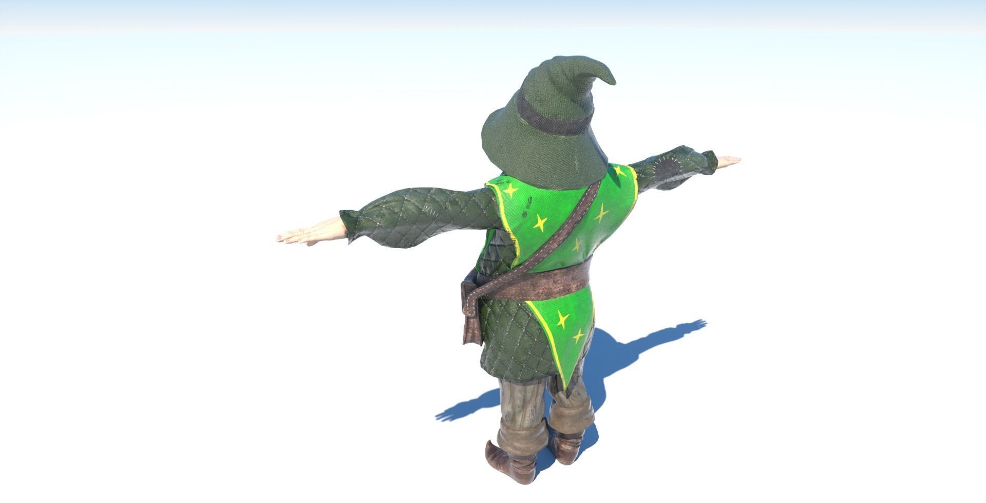 A little wizard Low-poly 3D model_1