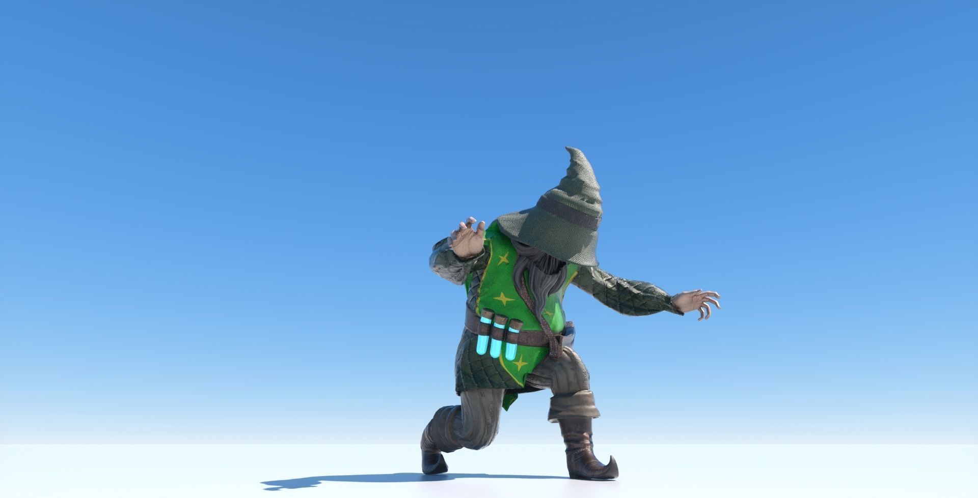 A little wizard Low-poly 3D model_4