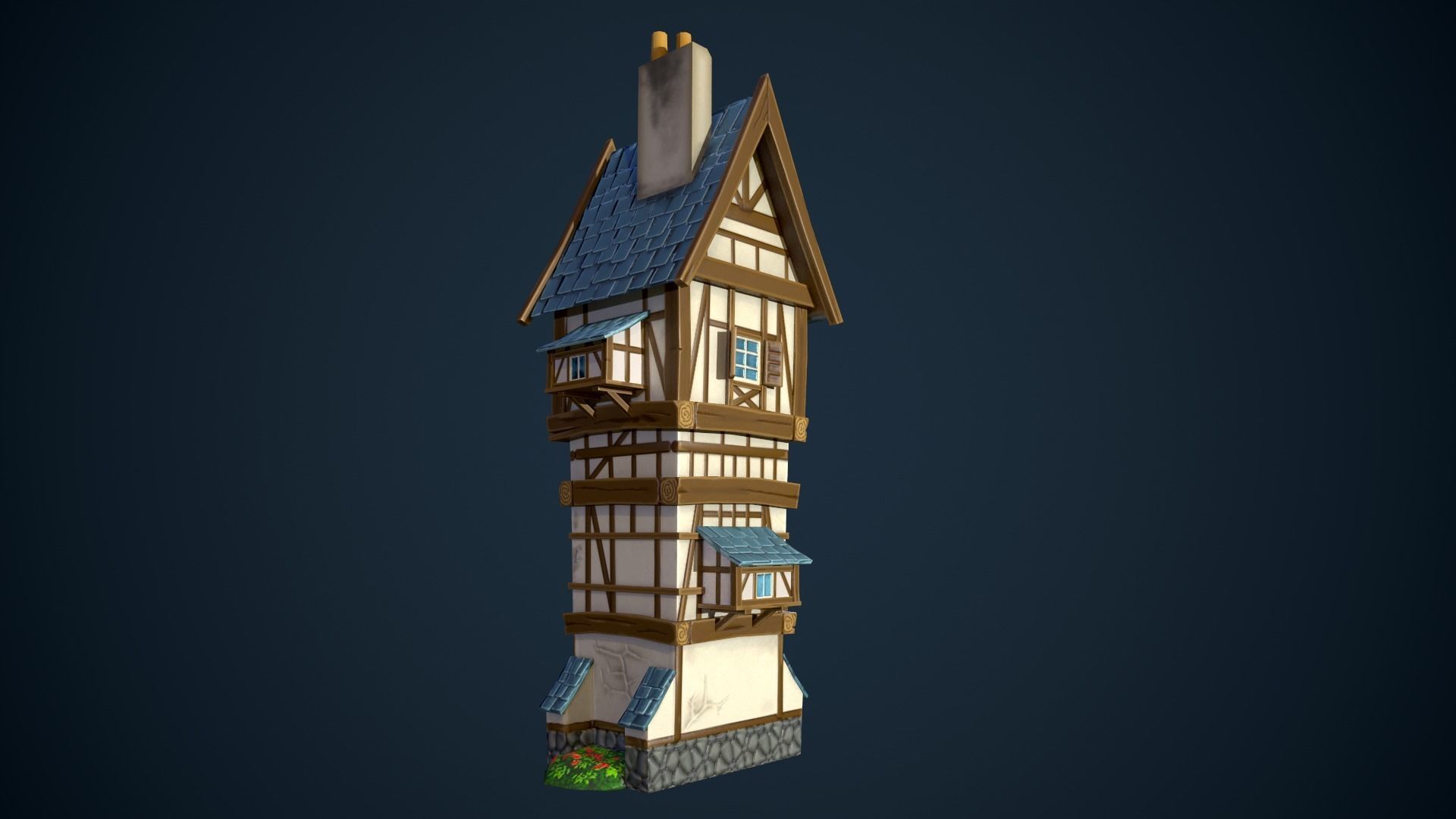 Bavarian tavern Low-poly 3D model_4