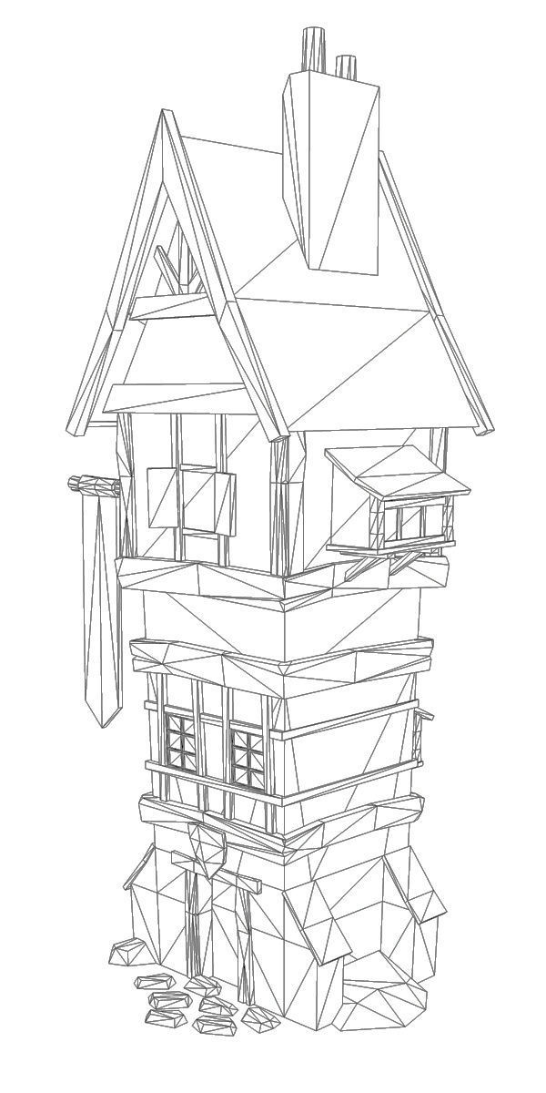 Bavarian tavern Low-poly 3D model_6