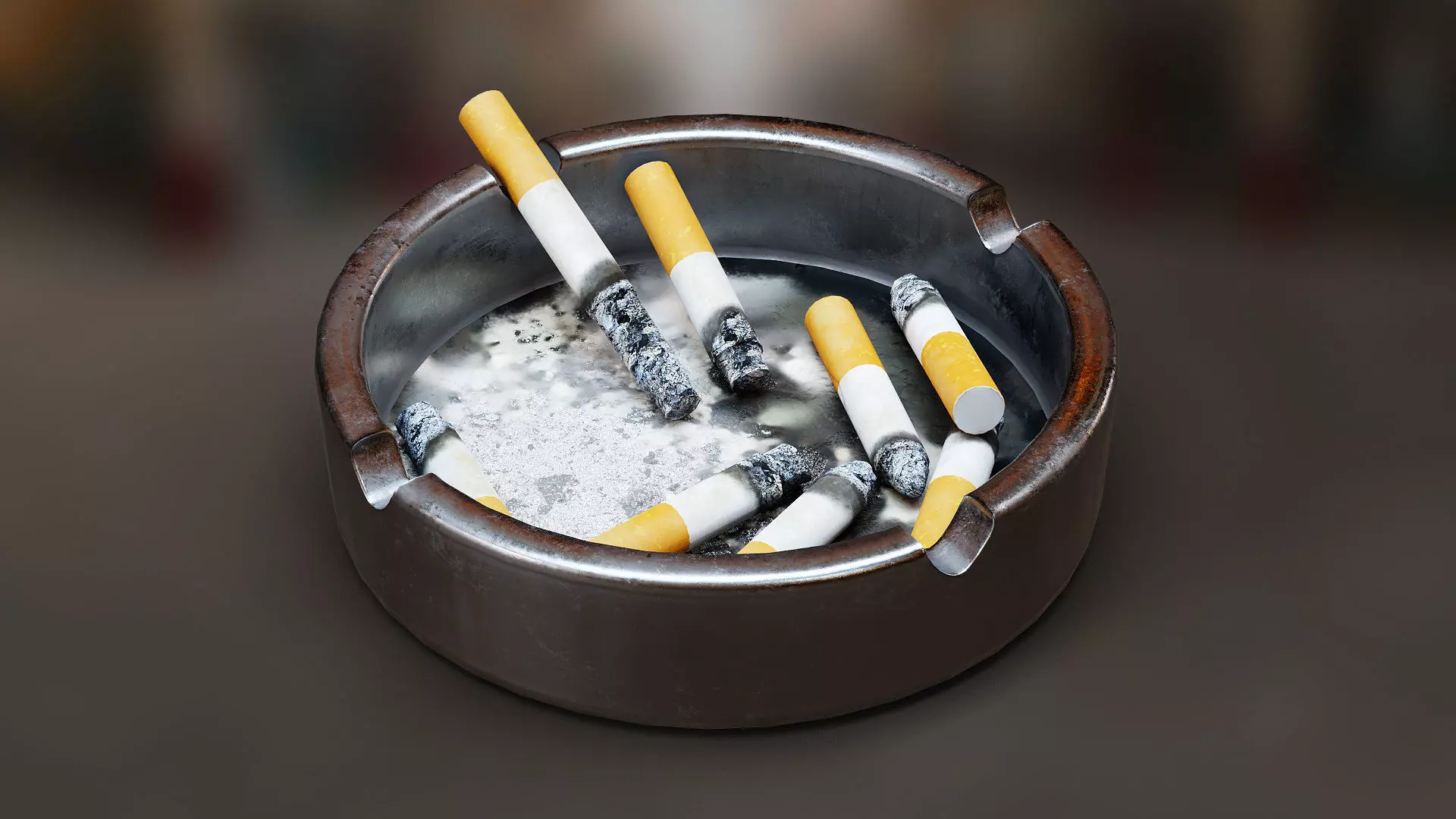 Ashtray Set - Full and Empty Low-poly 3D model_0