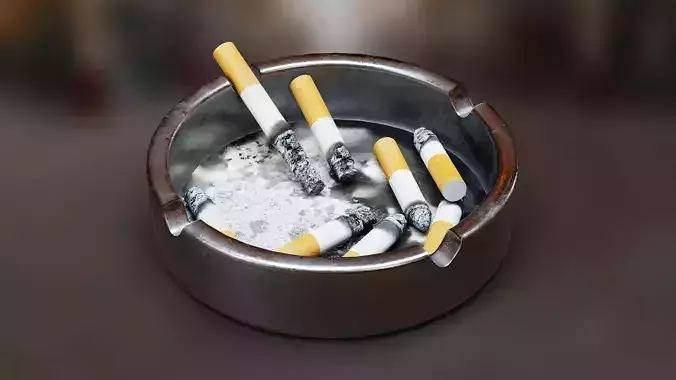 Ashtray Set - Full and Empty Low-poly 3D model