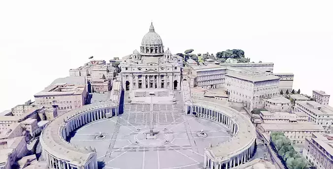St Peters Square-San Pietro- Vatican Low-poly 3D model