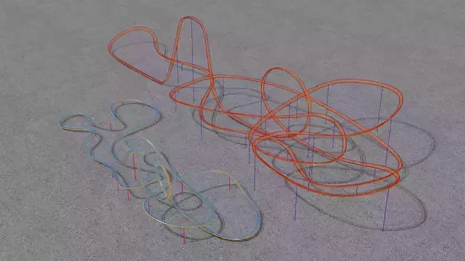 TWO Rollercoaster 3D Model Collection