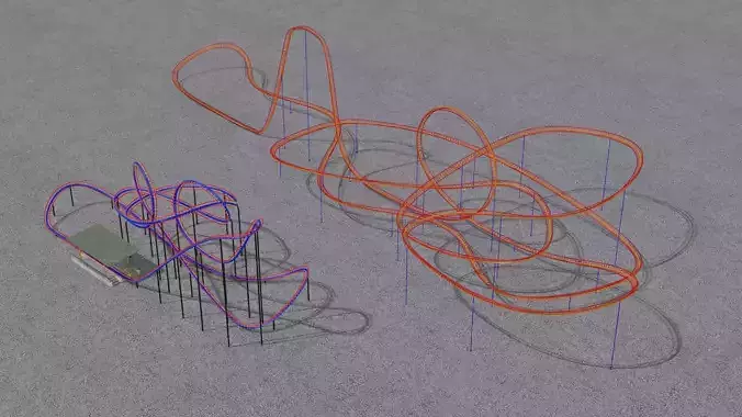 TWO rollercoaster 3D Model Collection