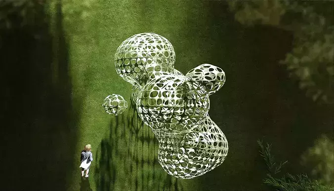 Metallic Cloud Sculpture