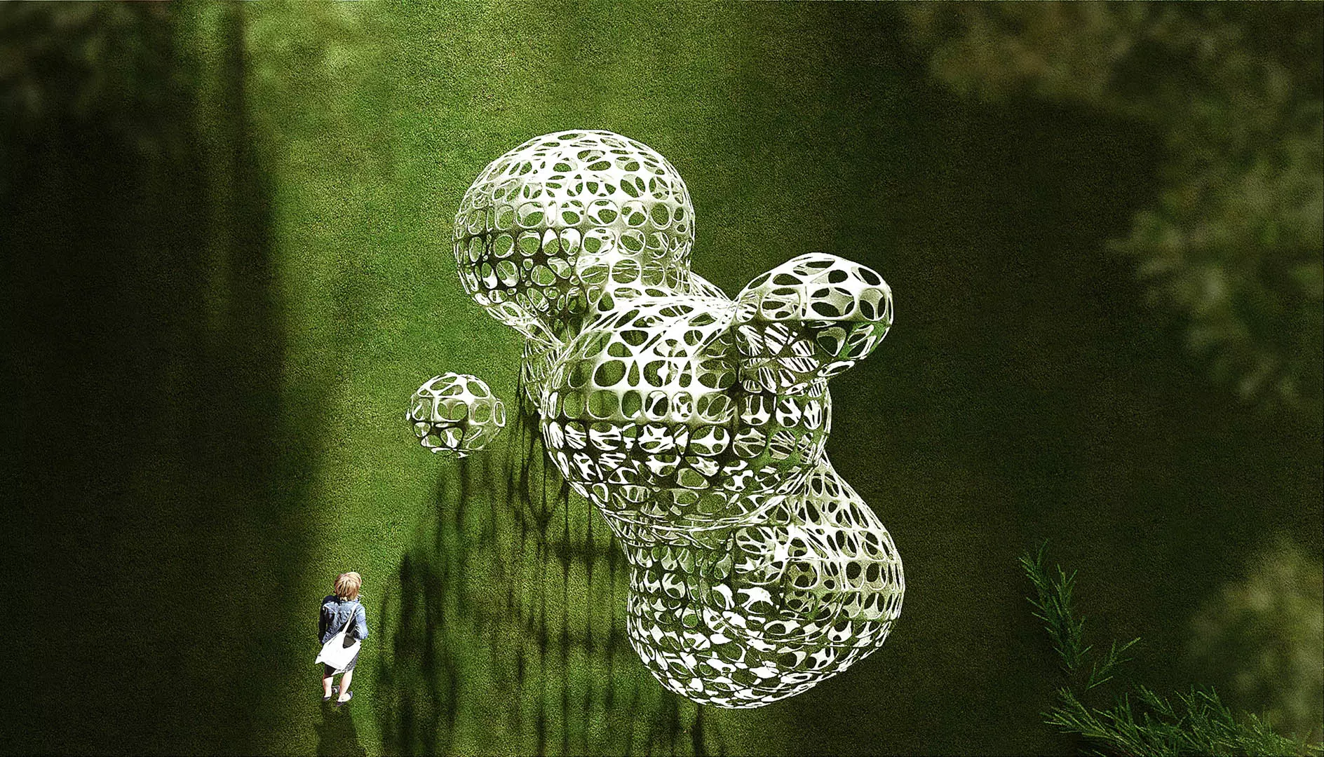 Metallic Cloud Sculpture Low-poly 3D model_0