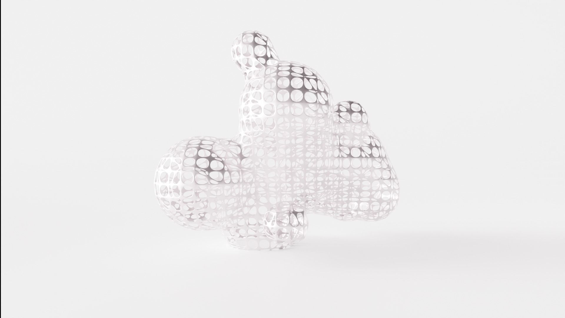 Metallic Cloud Sculpture Low-poly 3D model_2