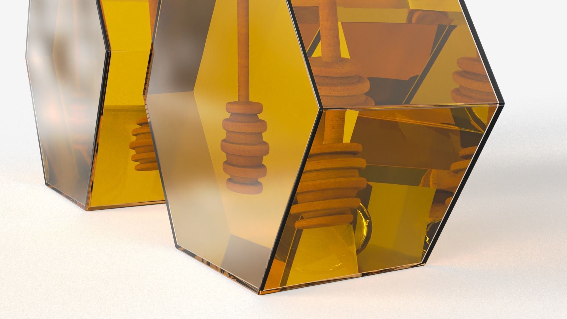 Hexagonal Honey Glass Containers 3D model_8