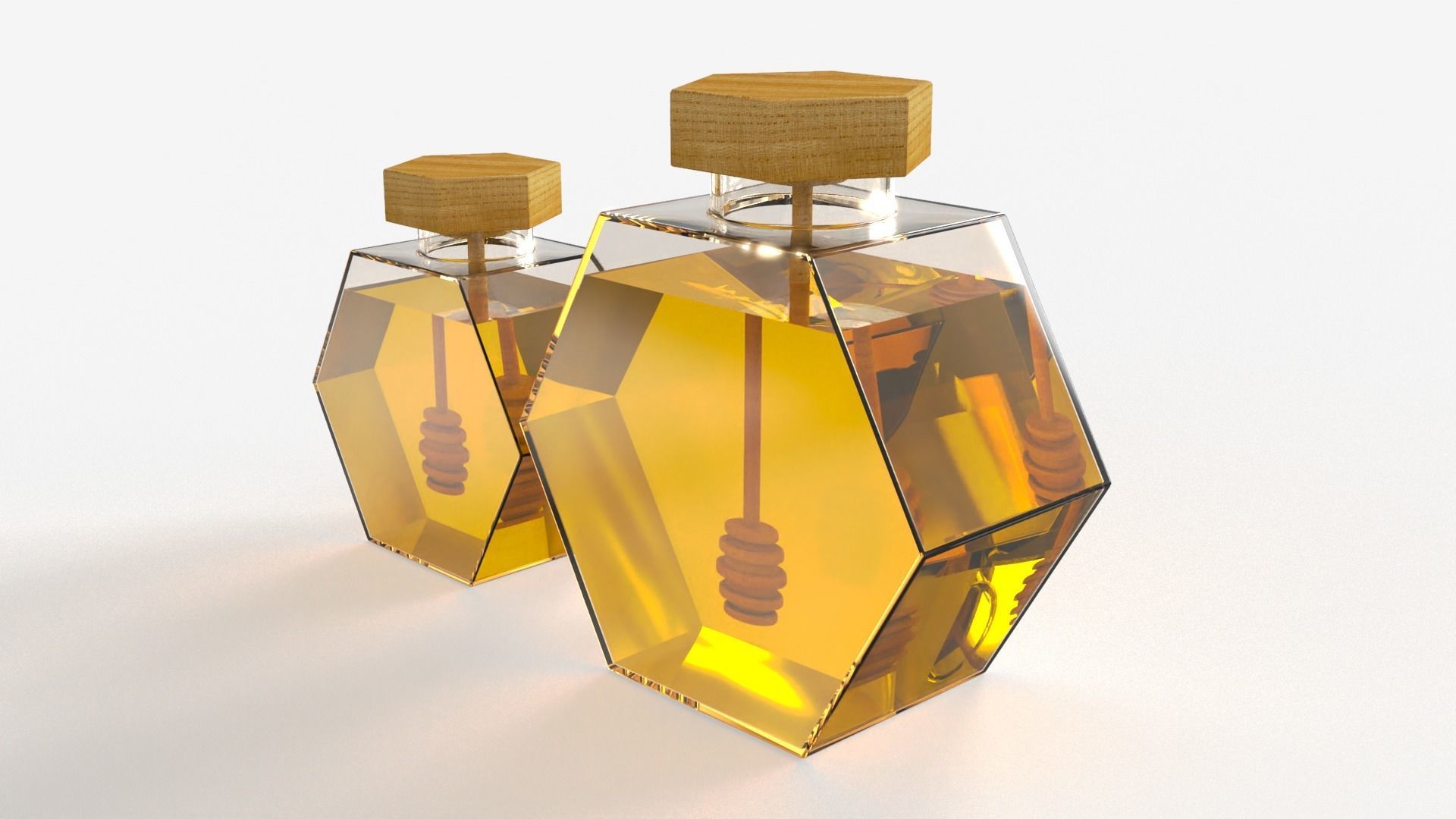 Hexagonal Honey Glass Containers 3D model_6