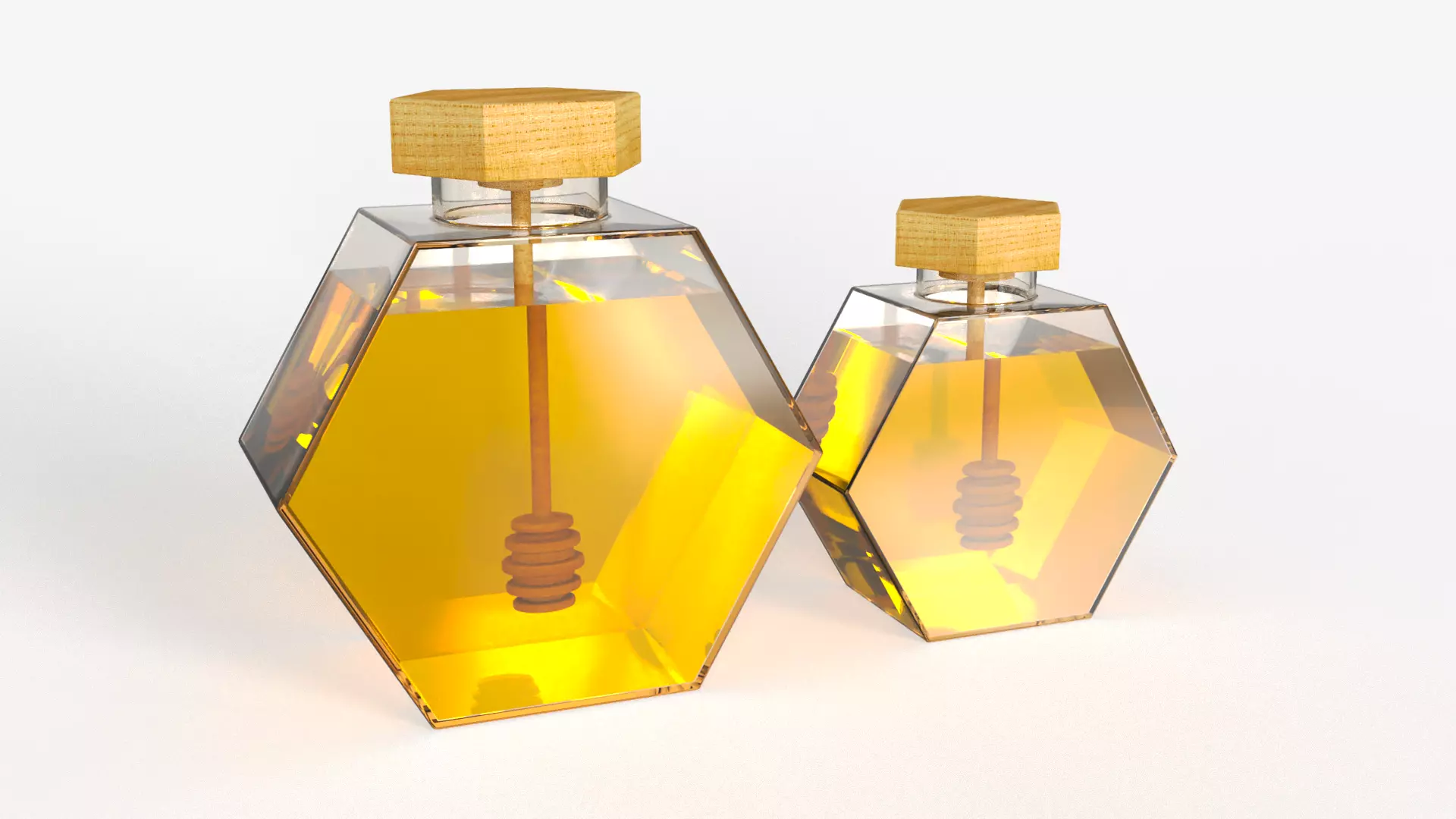 Hexagonal Honey Glass Containers 3D model_0