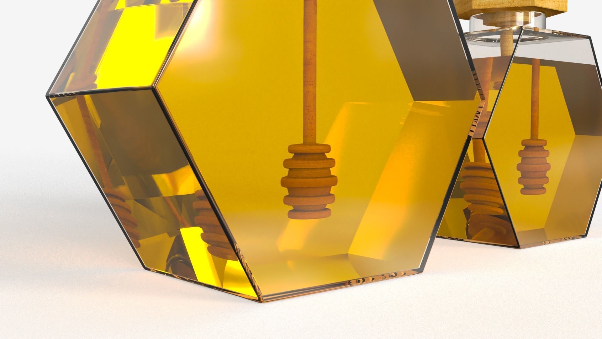 Hexagonal Honey Glass Containers 3D model_7