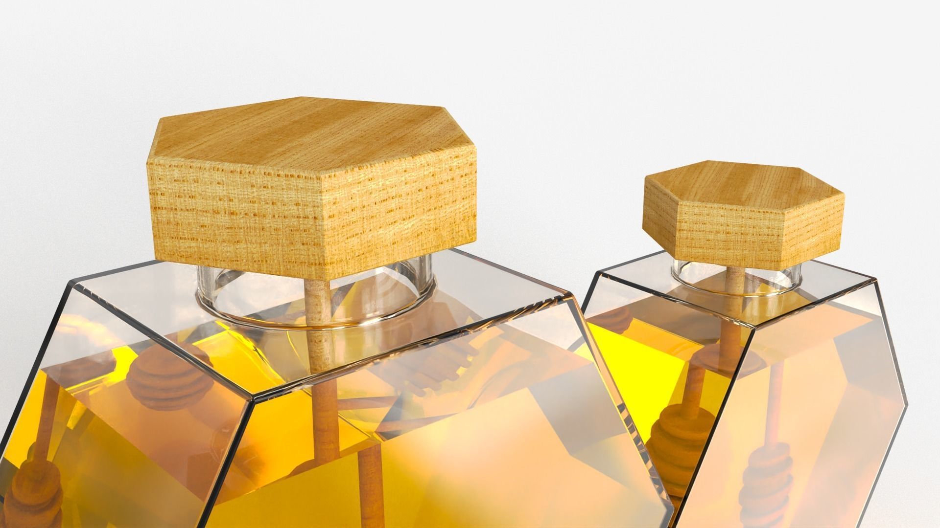 Hexagonal Honey Glass Containers 3D model_1
