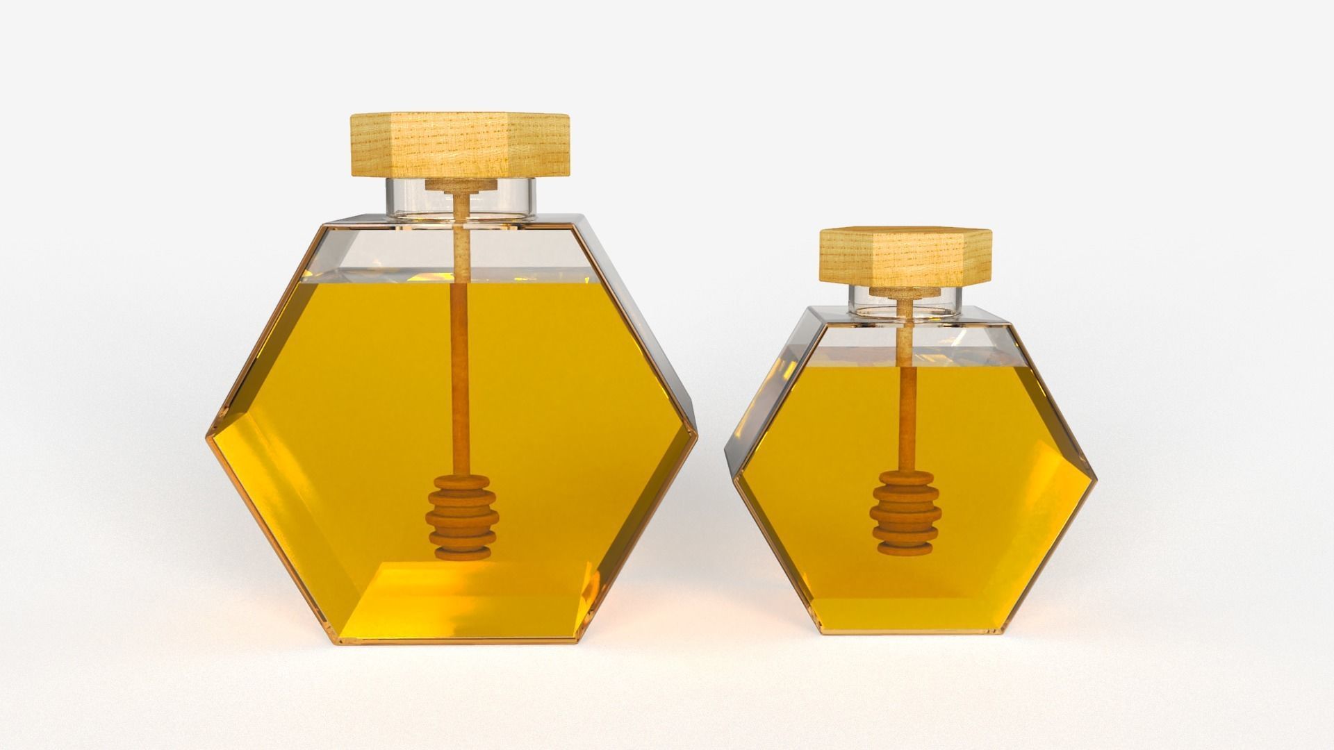 Hexagonal Honey Glass Containers 3D model_2