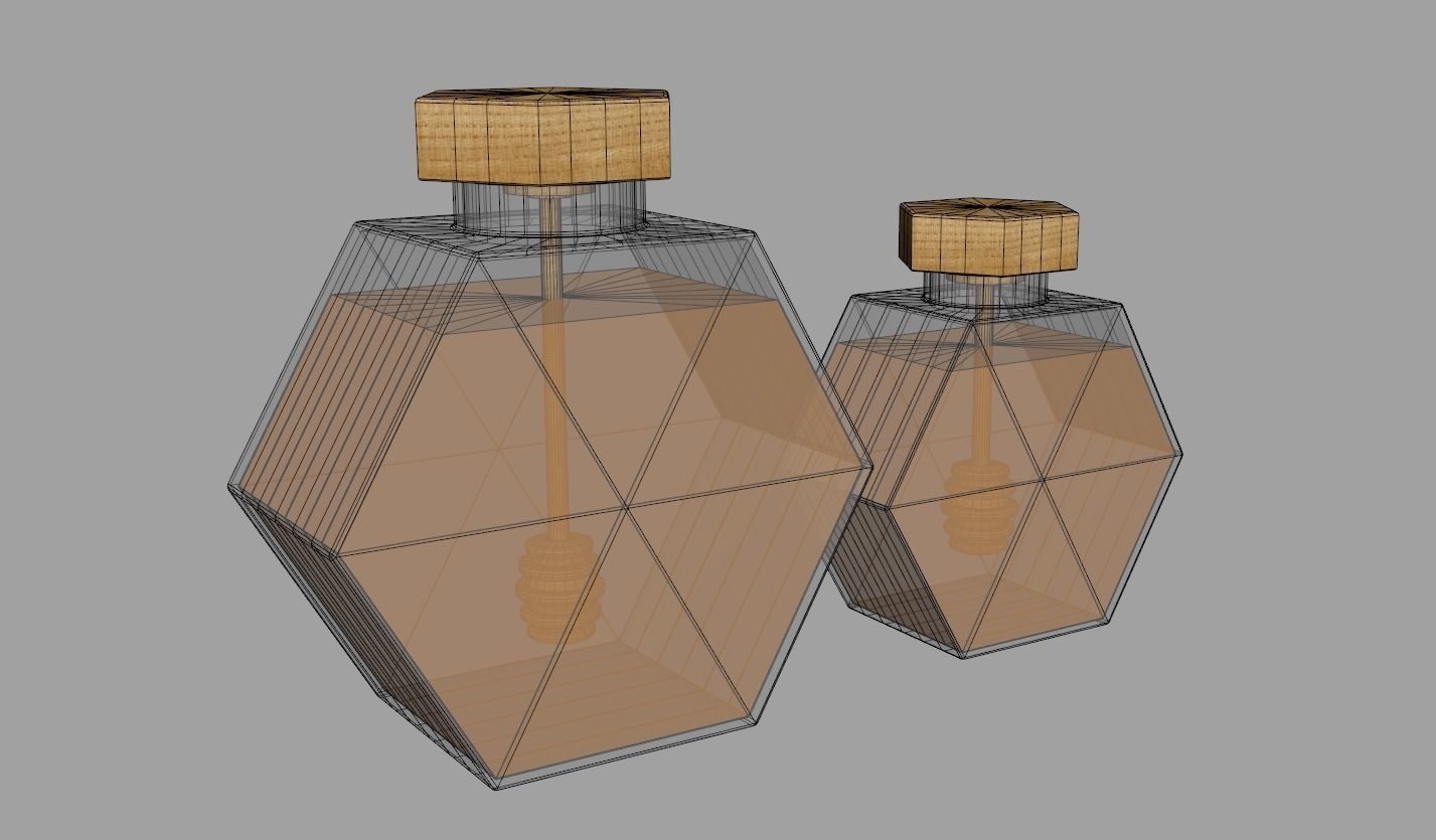 Hexagonal Honey Glass Containers 3D model_11