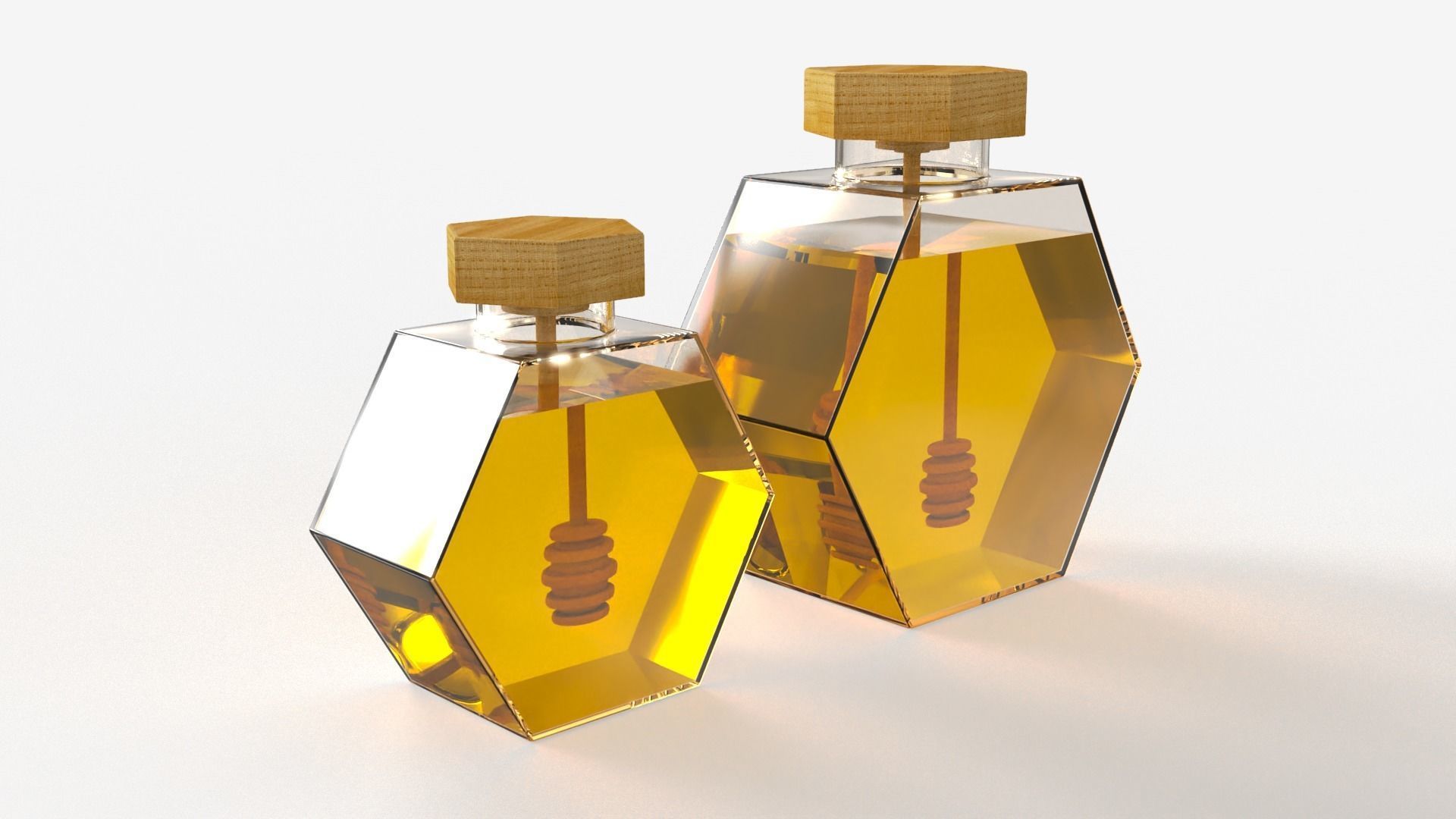Hexagonal Honey Glass Containers 3D model_5