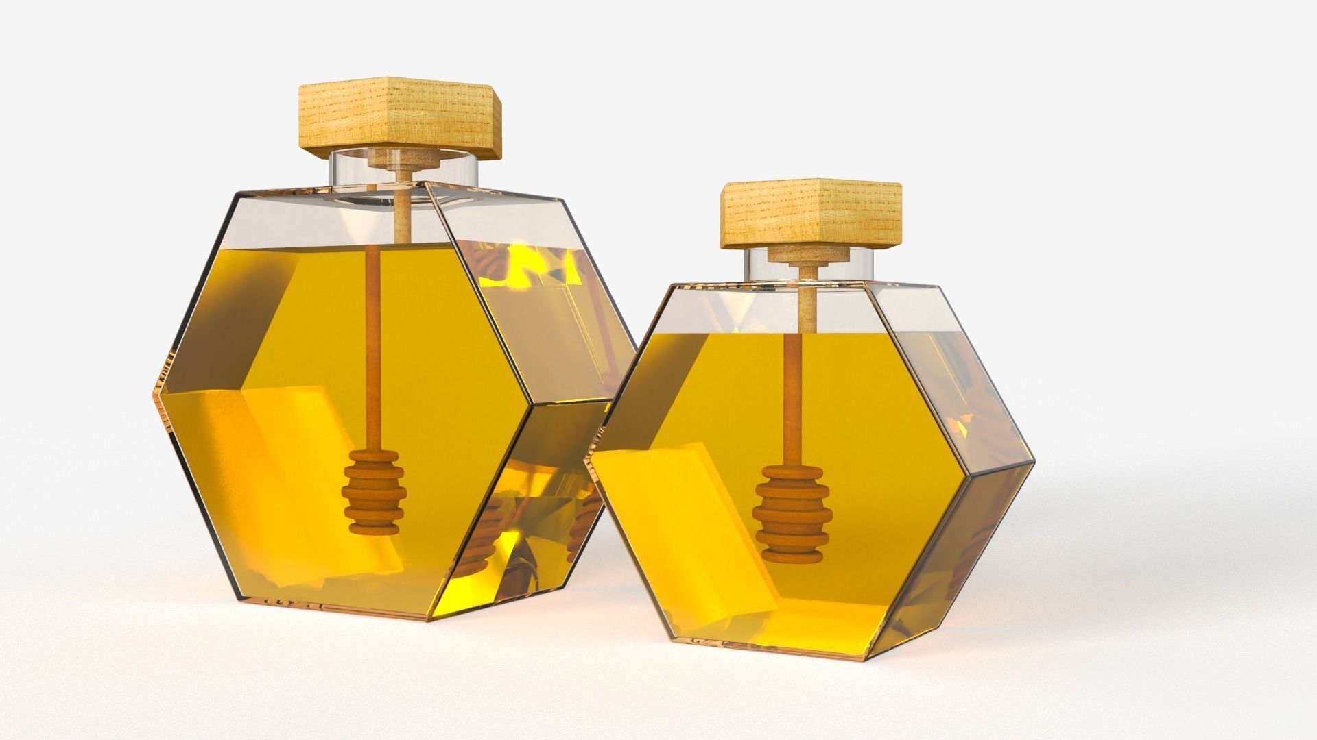 Hexagonal Honey Glass Containers 3D model_3