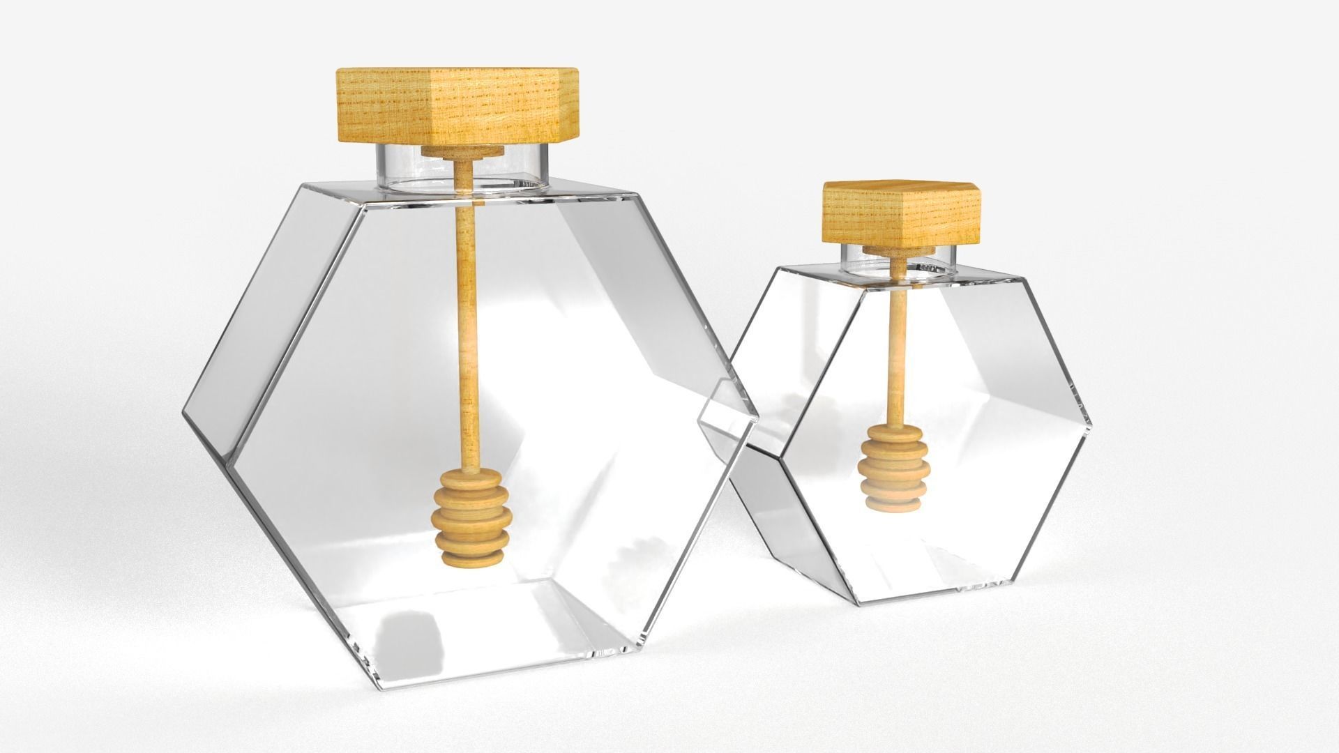 Hexagonal Honey Glass Containers 3D model_9