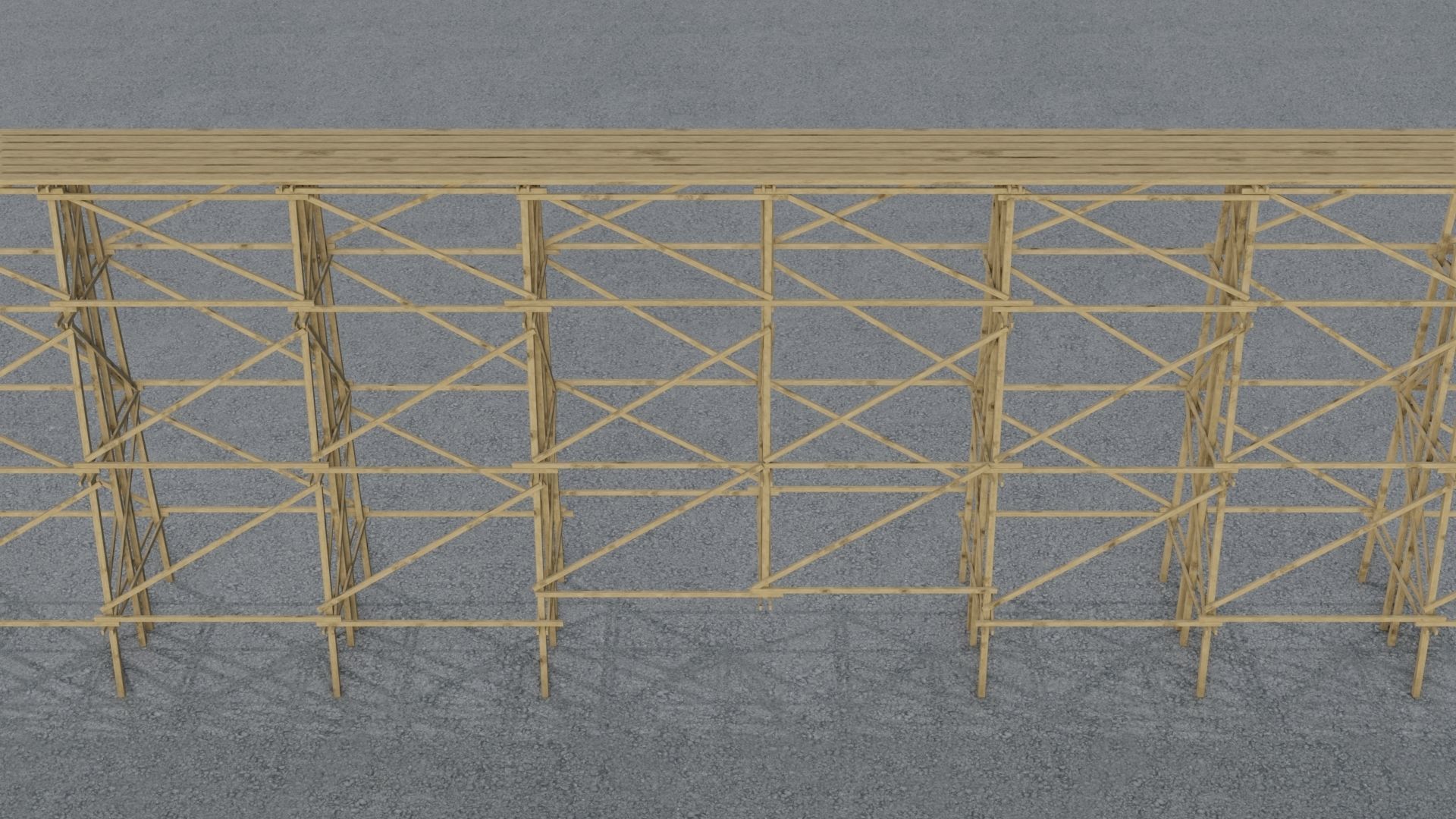 Trestle tall wooden structure Low-poly 3D model_9