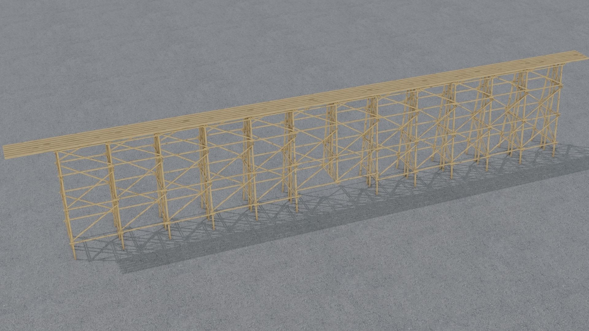 Trestle tall wooden structure Low-poly 3D model_7
