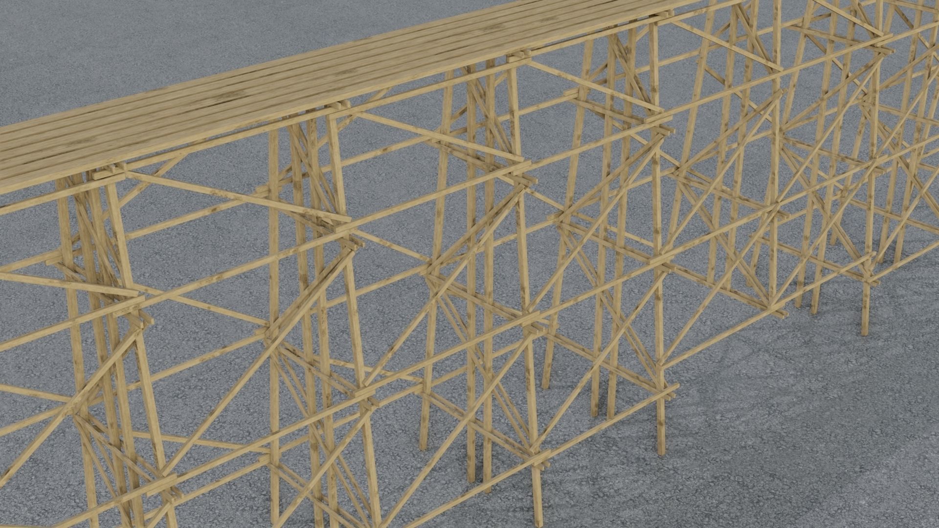 Trestle tall wooden structure Low-poly 3D model_15