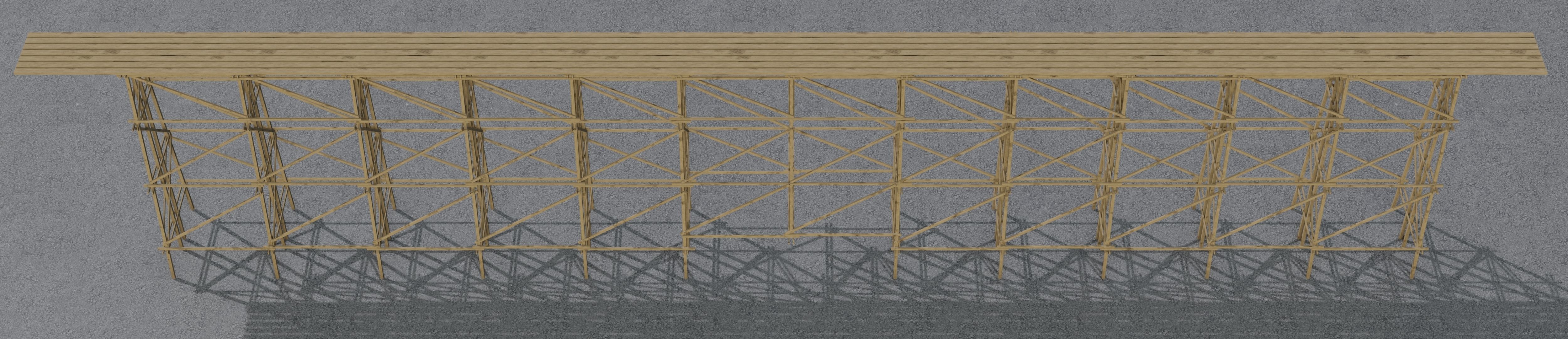 Trestle tall wooden structure Low-poly 3D model_4