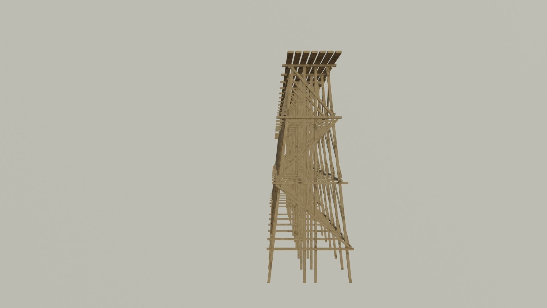 Trestle tall wooden structure Low-poly 3D model_10
