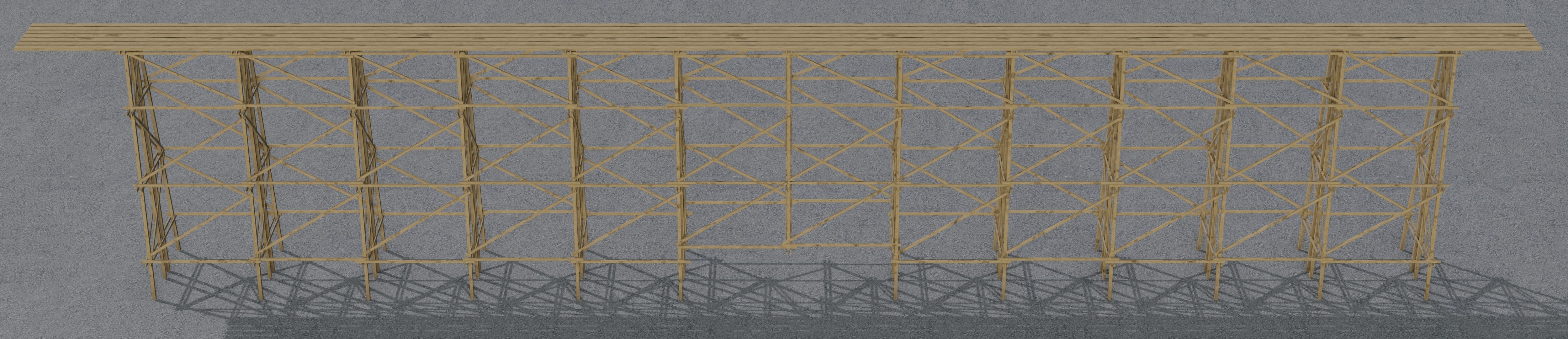 Trestle tall wooden structure Low-poly 3D model_2