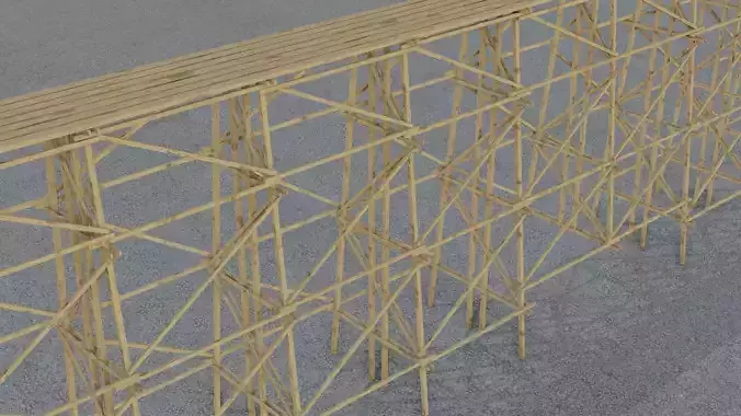 Trestle tall wooden structure Low-poly 3D model