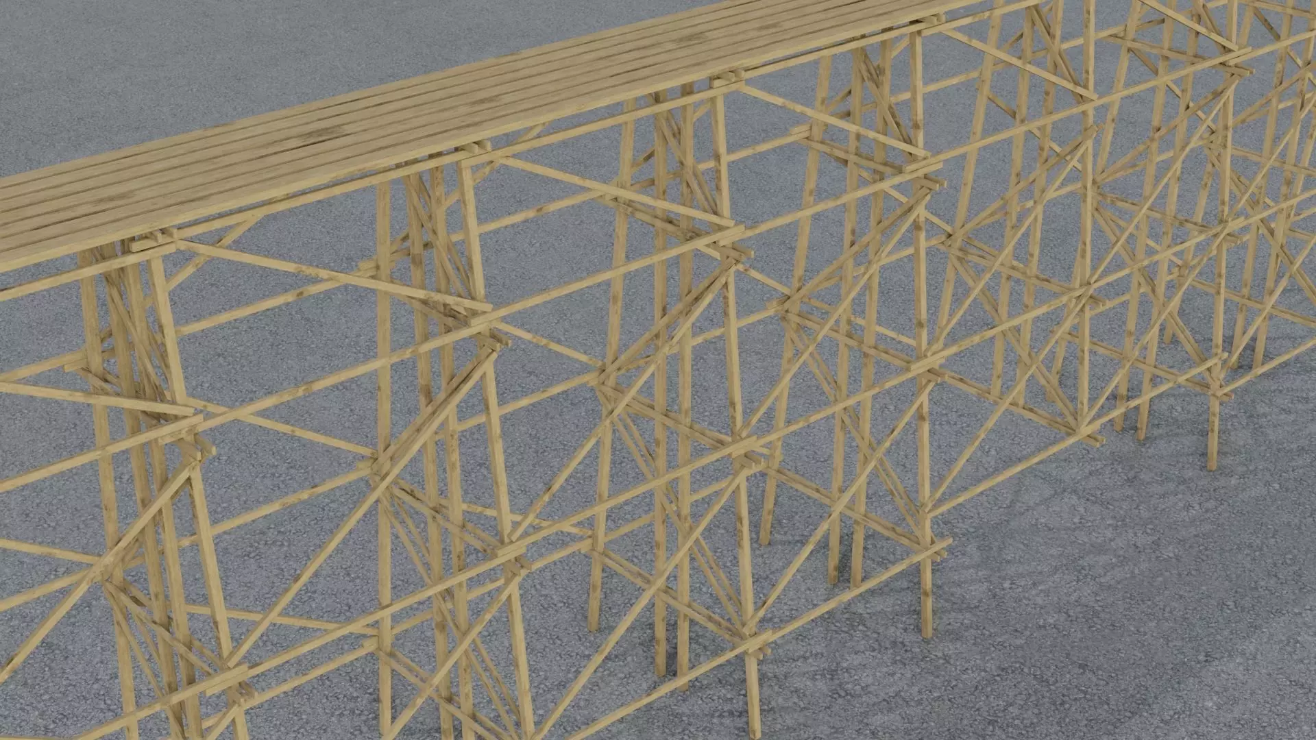 Trestle tall wooden structure Low-poly 3D model_0