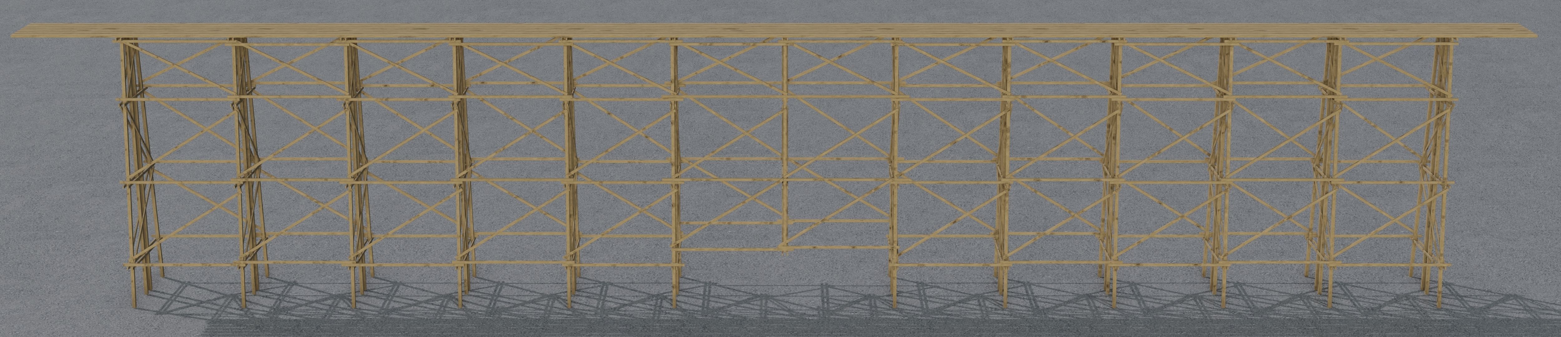 Trestle tall wooden structure Low-poly 3D model_3