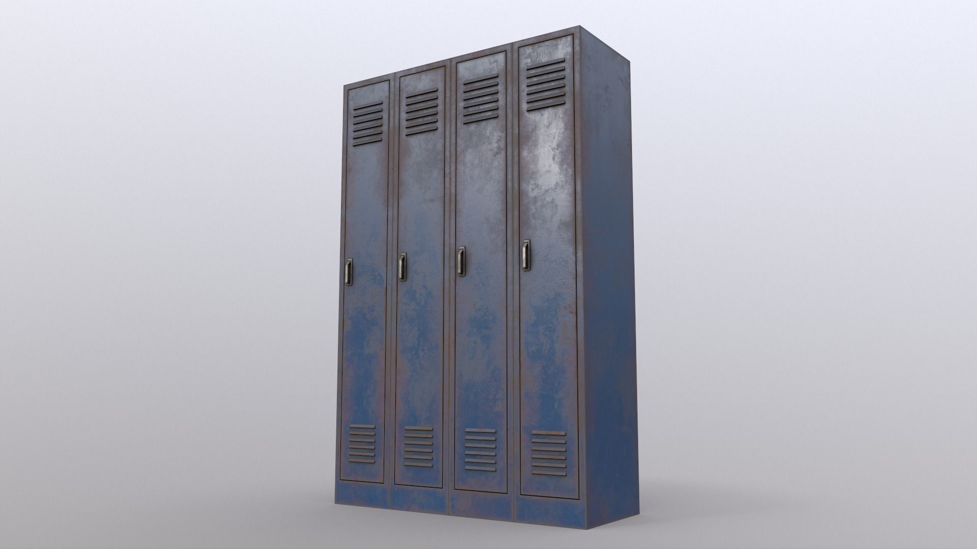 PBR School Gym Locker 02 - Blue Dark Low-poly 3D model_12