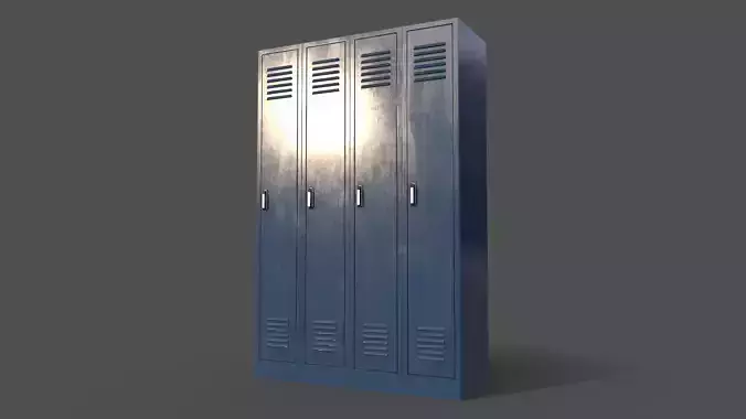 PBR School Gym Locker 02 - Blue Dark Low-poly 3D model