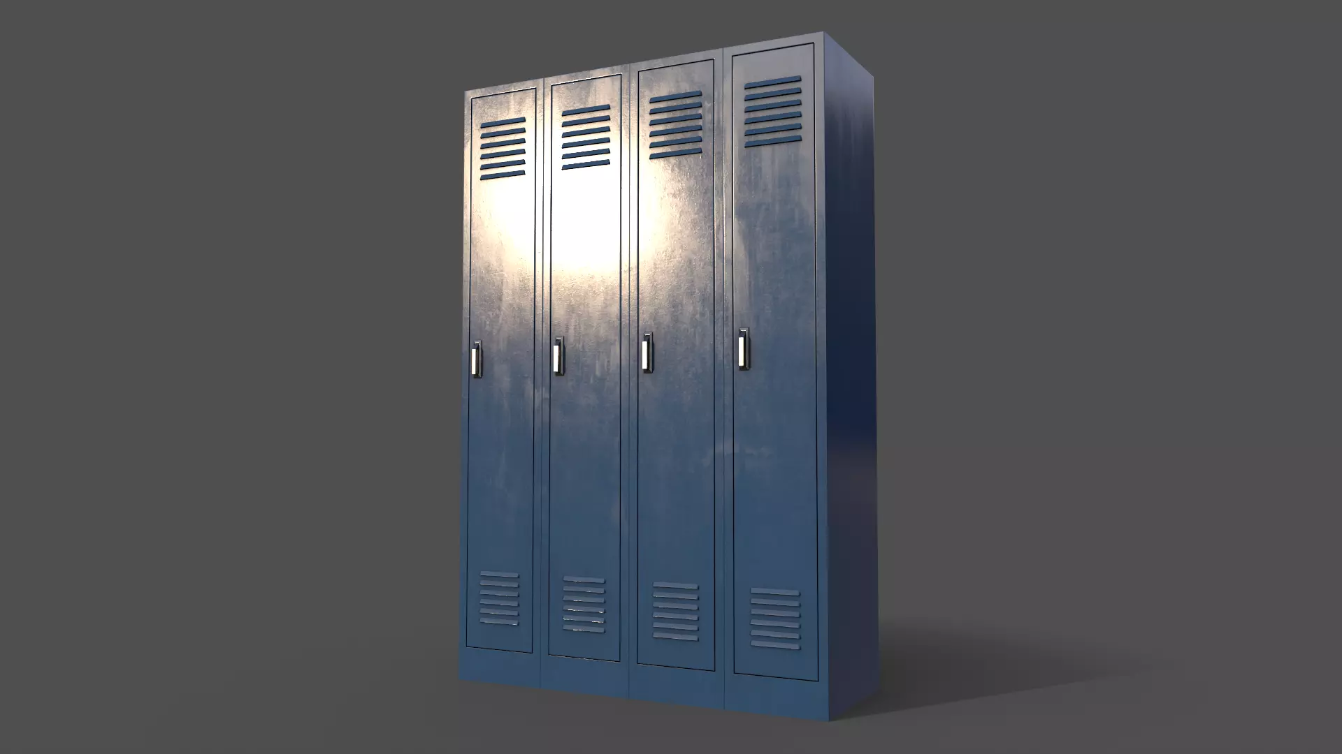 PBR School Gym Locker 02 - Blue Dark Low-poly 3D model_0
