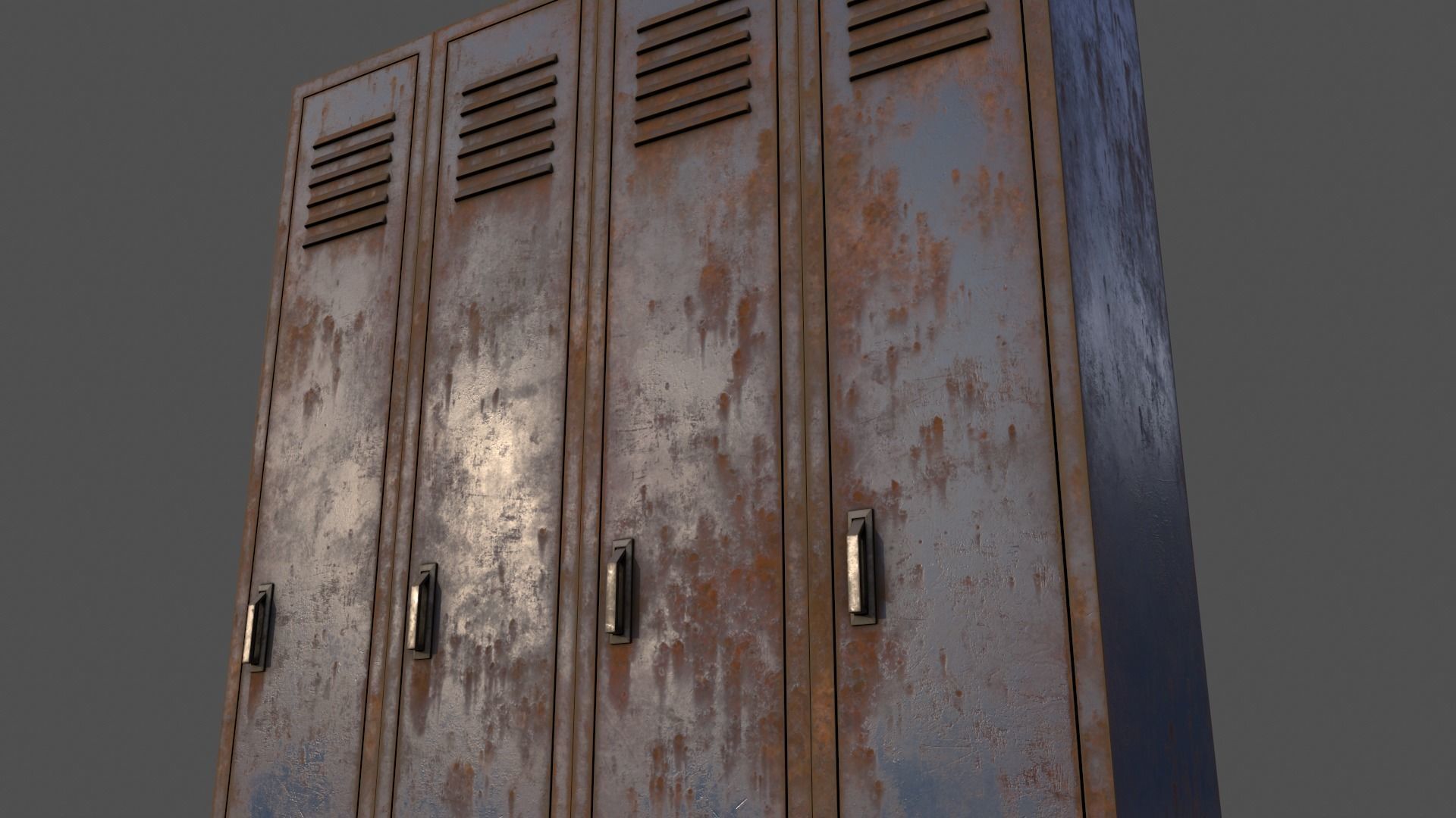 PBR School Gym Locker 02 - Blue Dark Low-poly 3D model_23