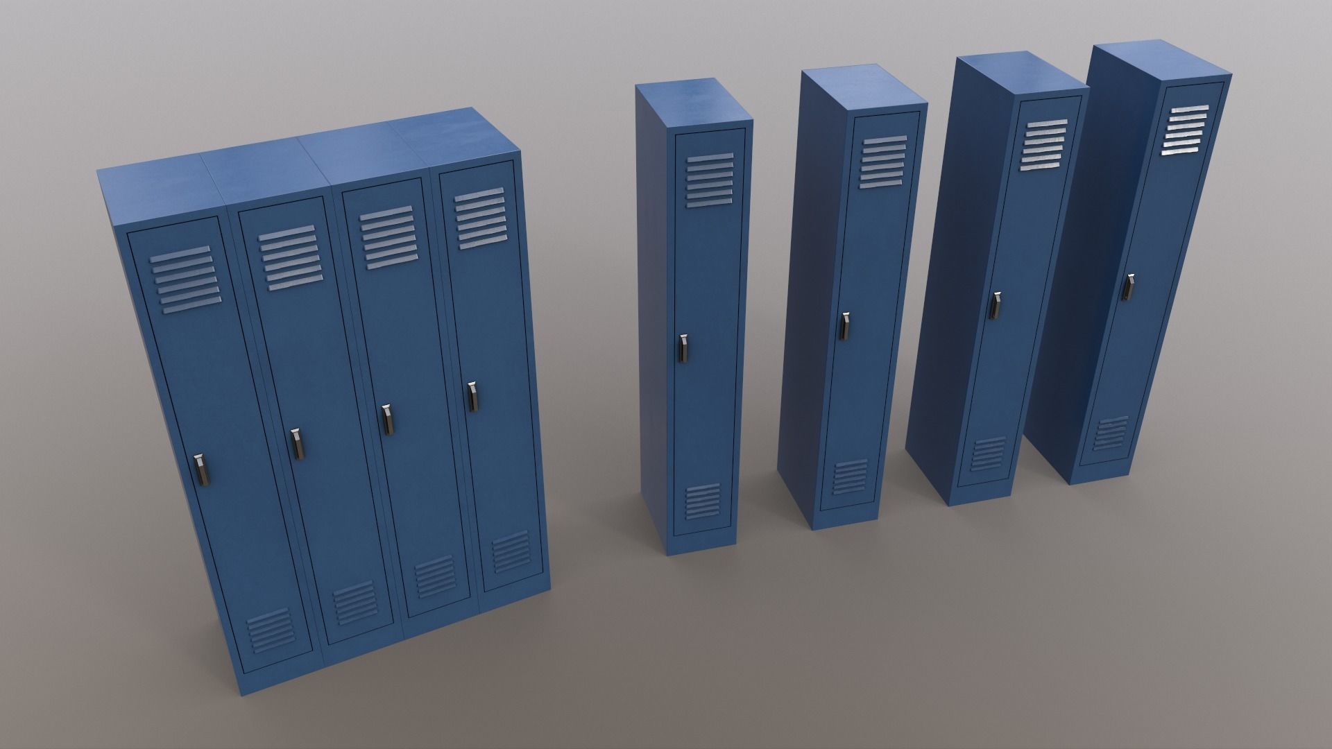 PBR School Gym Locker 02 - Blue Dark Low-poly 3D model_14