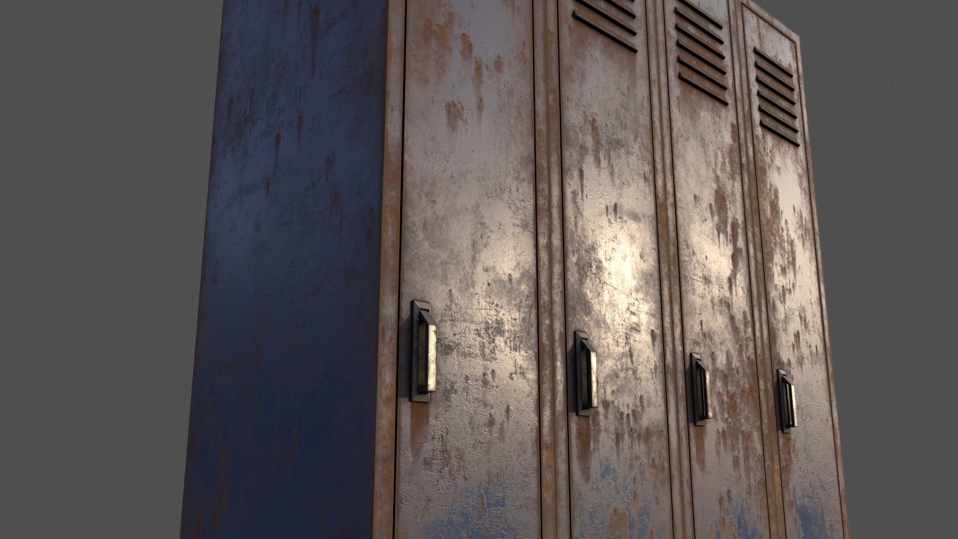 PBR School Gym Locker 02 - Blue Dark Low-poly 3D model_20