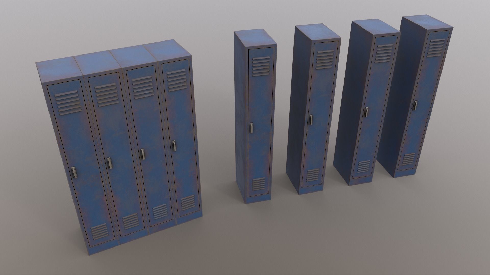 PBR School Gym Locker 02 - Blue Dark Low-poly 3D model_15