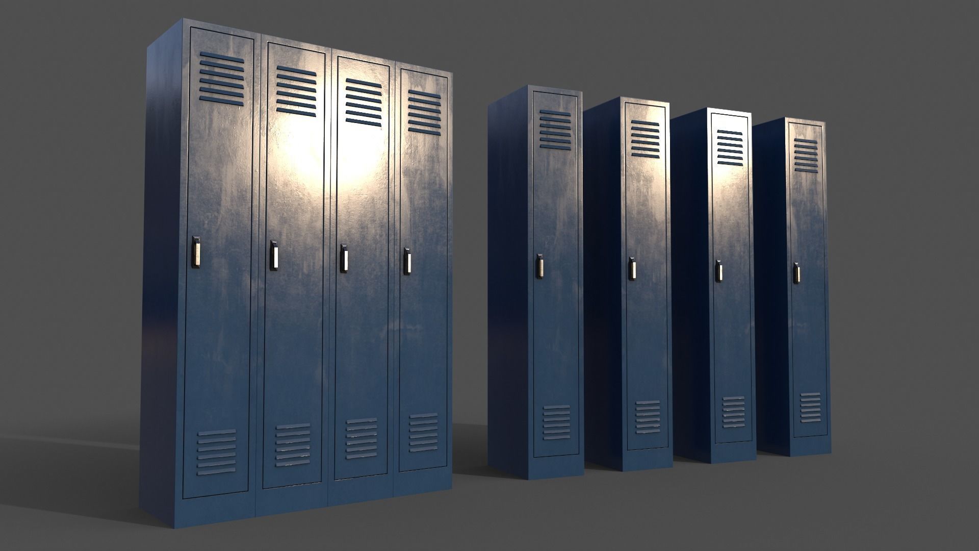 PBR School Gym Locker 02 - Blue Dark Low-poly 3D model_2