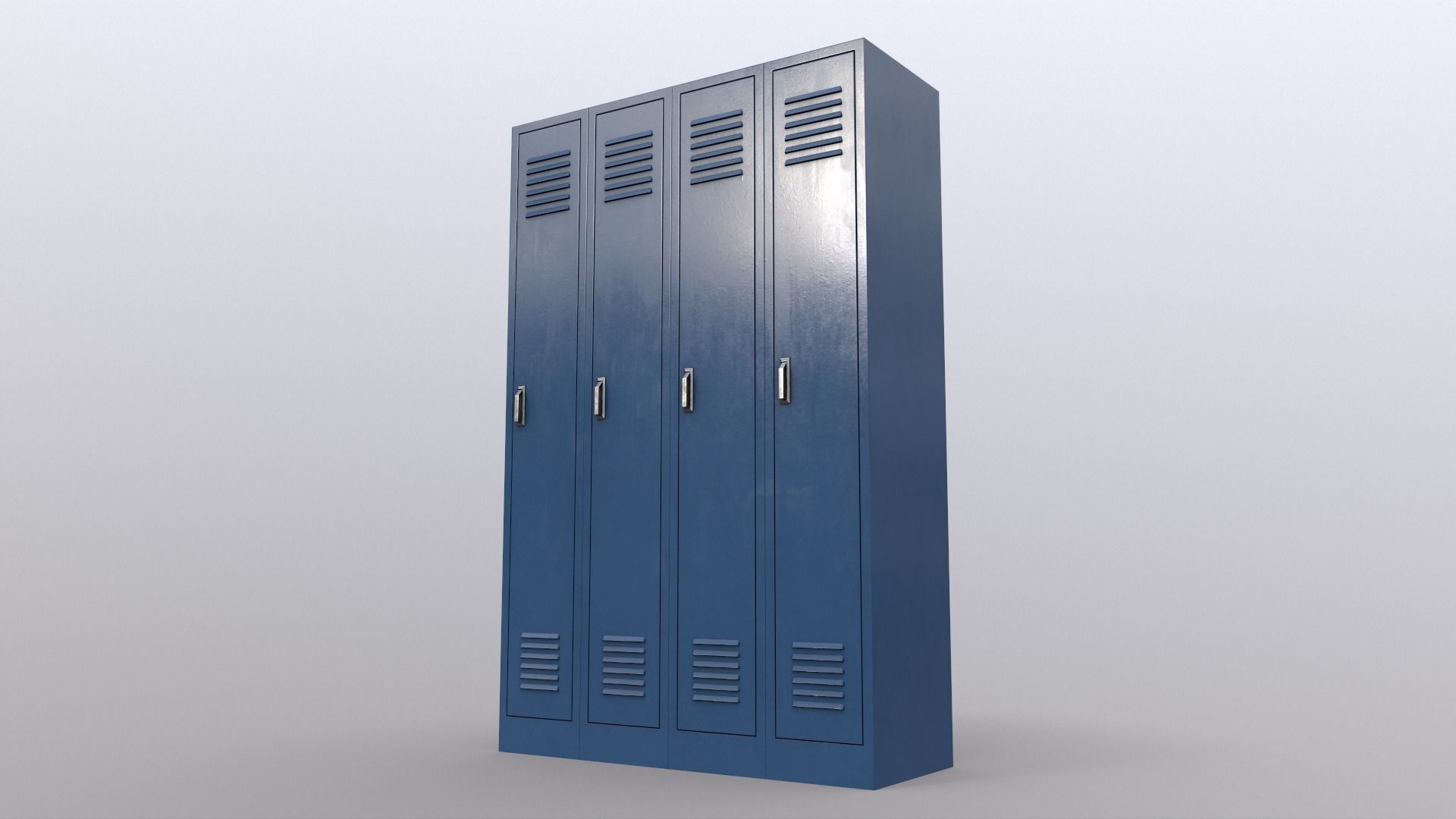 PBR School Gym Locker 02 - Blue Dark Low-poly 3D model_11