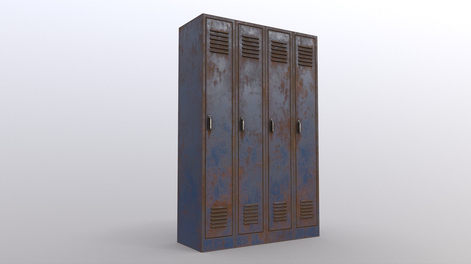 PBR School Gym Locker 02 - Blue Dark Low-poly 3D model_10