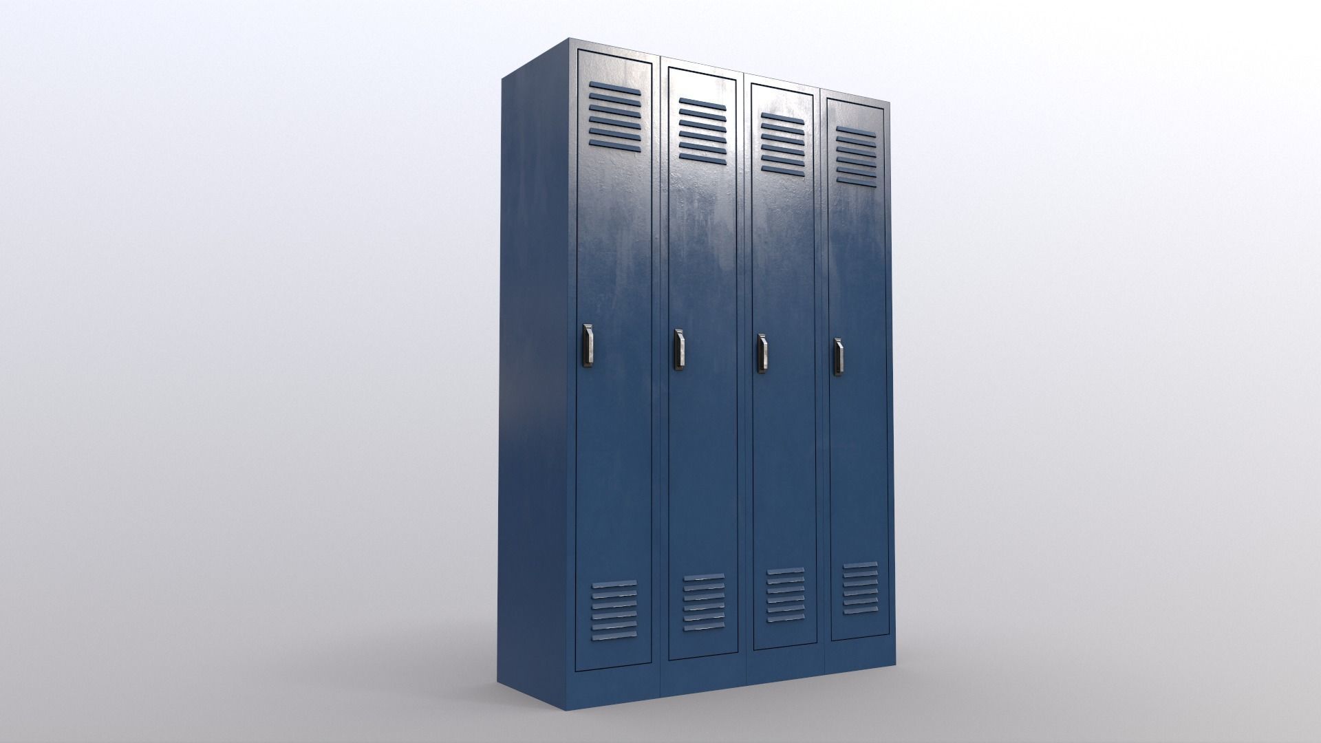 PBR School Gym Locker 02 - Blue Dark Low-poly 3D model_8