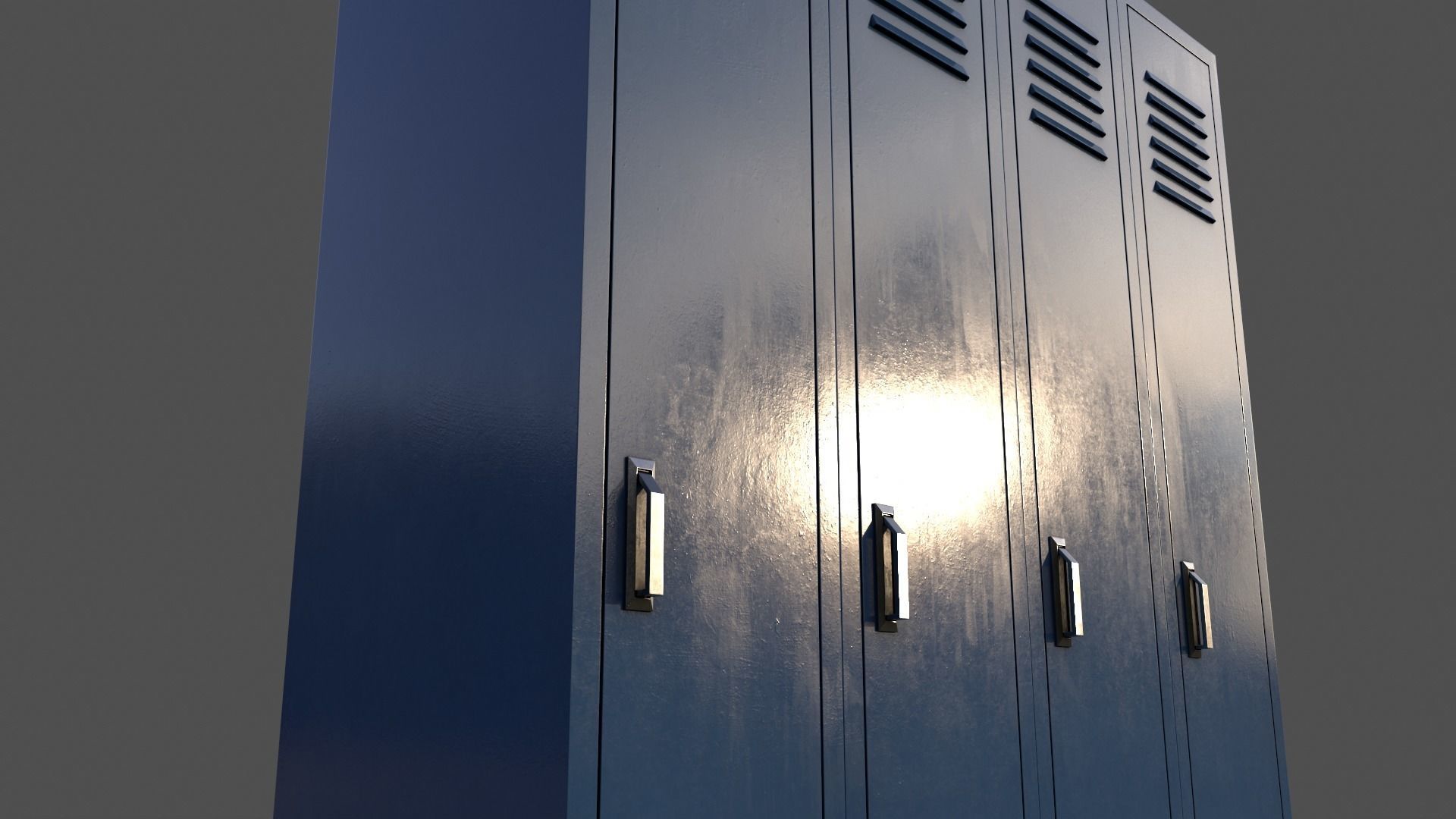 PBR School Gym Locker 02 - Blue Dark Low-poly 3D model_18