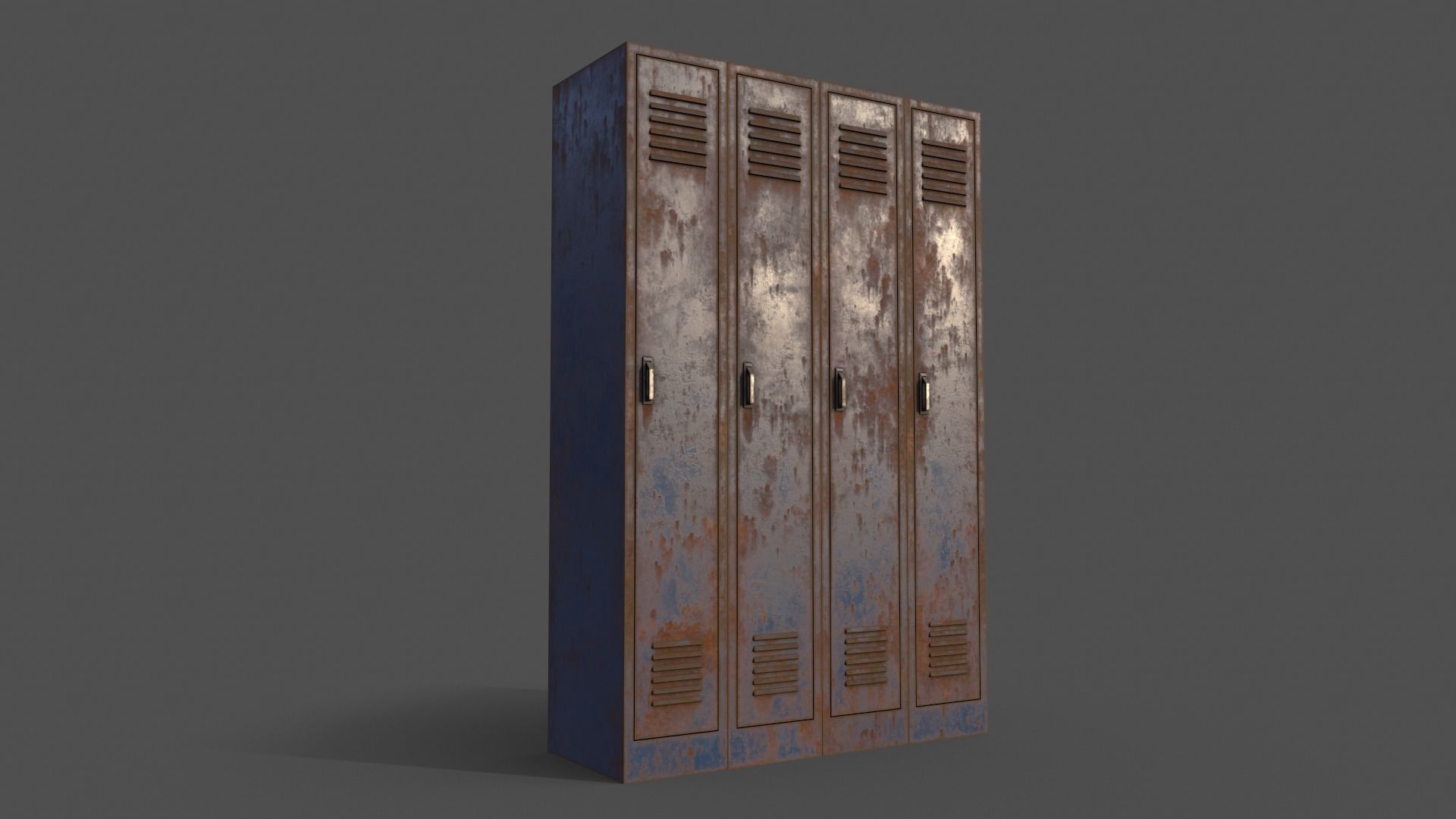PBR School Gym Locker 02 - Blue Dark Low-poly 3D model_7